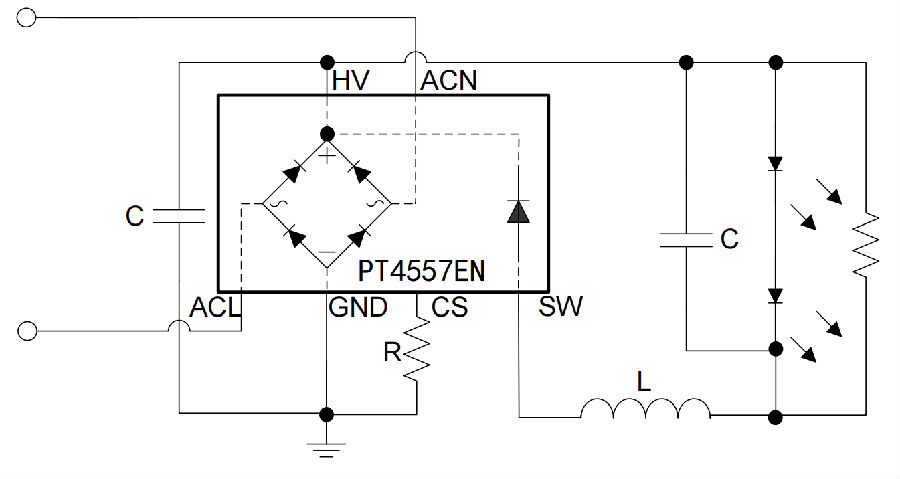 PT4557EN Typical Application Circuit
